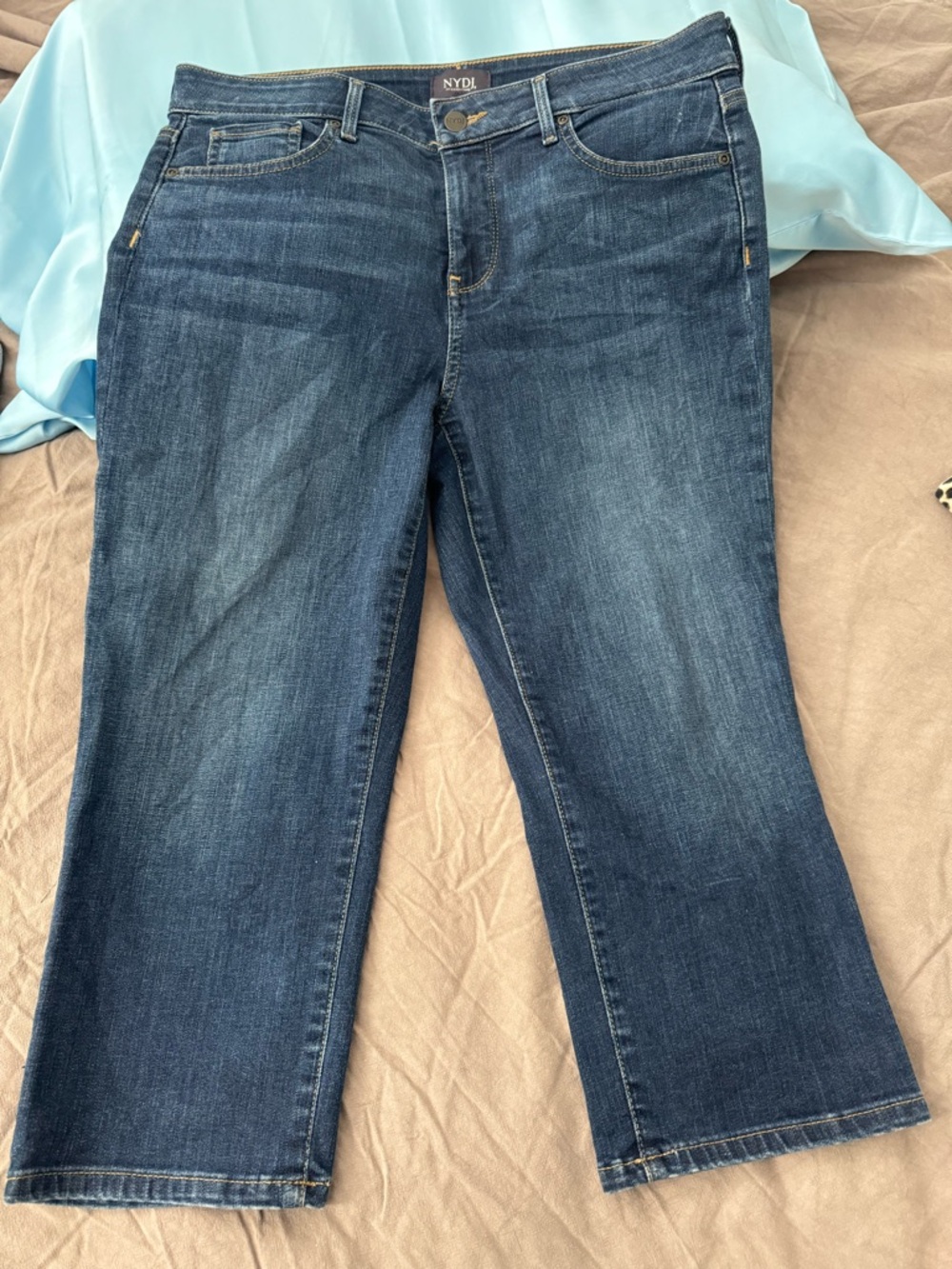 NYDJ Women's Dark Blue Straight-Leg Jeans capris